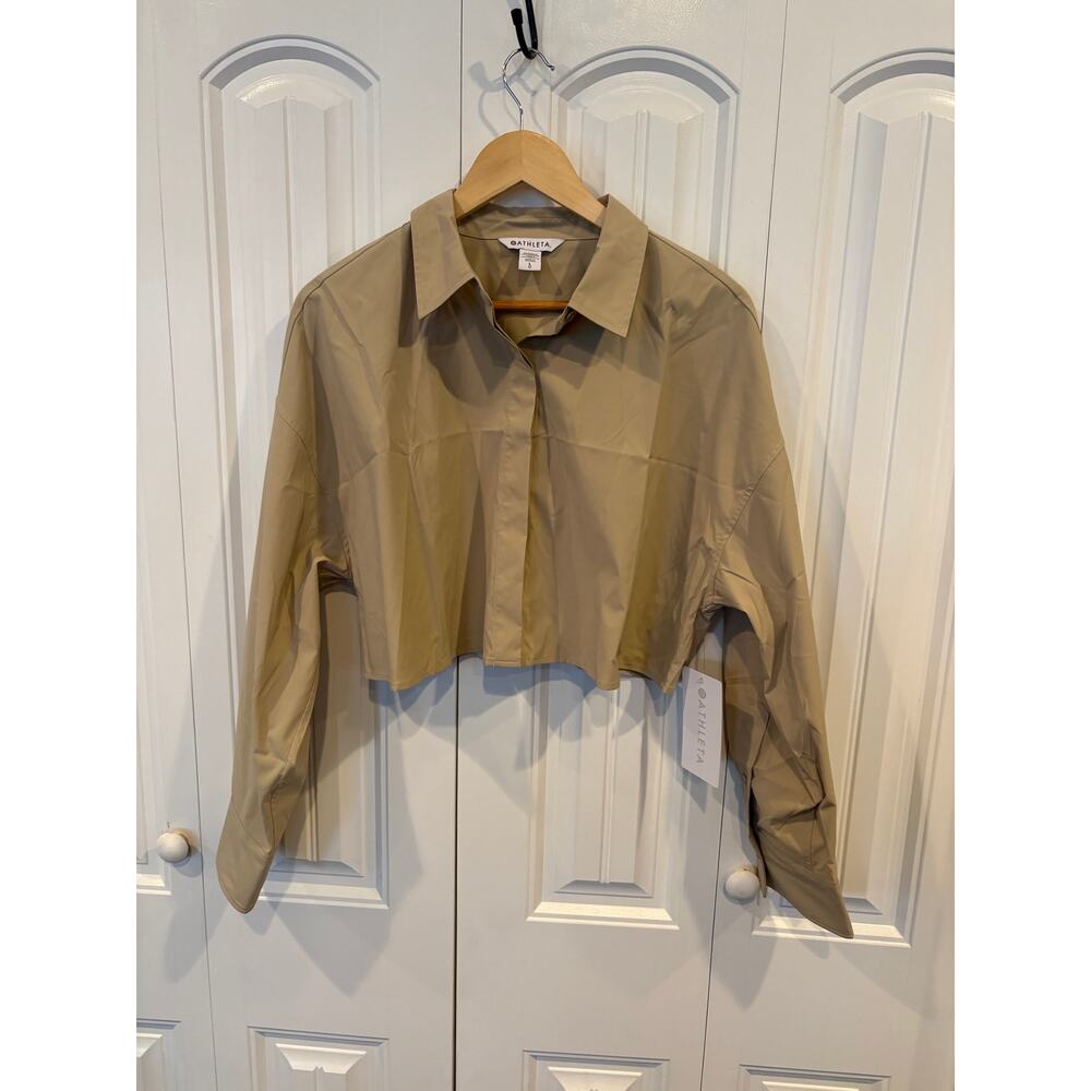 Athleta Midday Ultra Cropped Button Down‎ Shirt Size Large